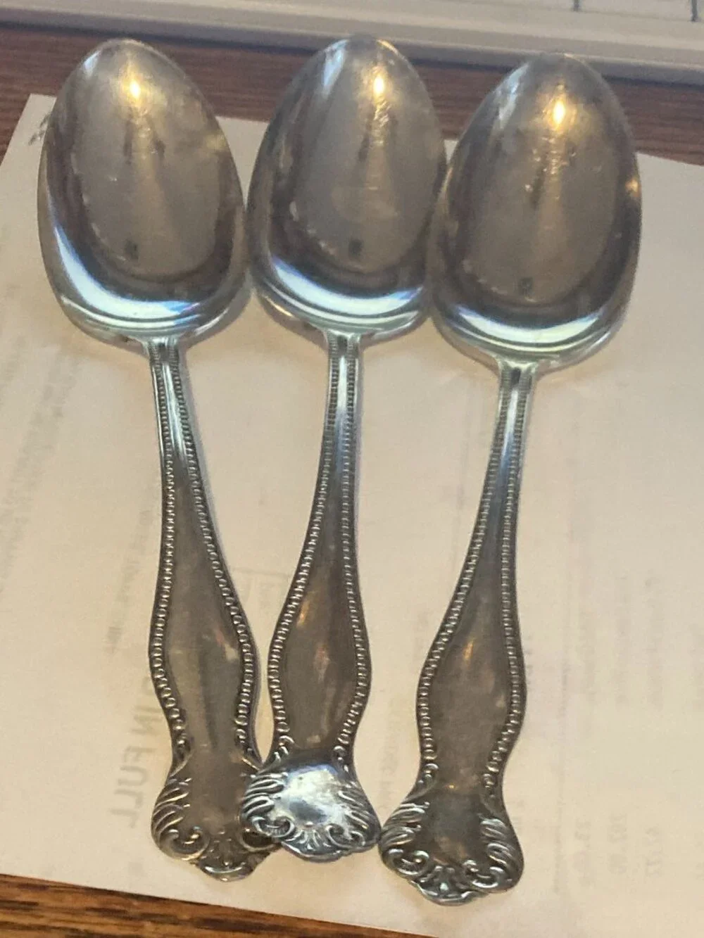 Set of 3 vintage tablespoons - Victorian Rose Pattern